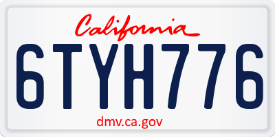 CA license plate 6TYH776