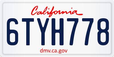 CA license plate 6TYH778