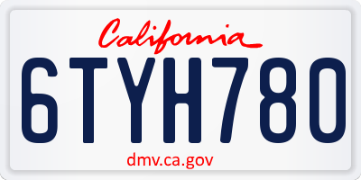 CA license plate 6TYH780