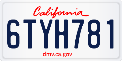 CA license plate 6TYH781