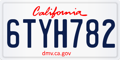 CA license plate 6TYH782