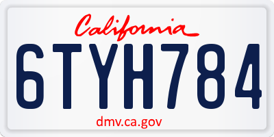 CA license plate 6TYH784