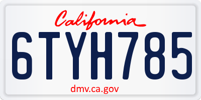 CA license plate 6TYH785
