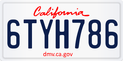 CA license plate 6TYH786