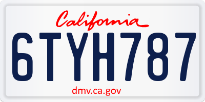 CA license plate 6TYH787
