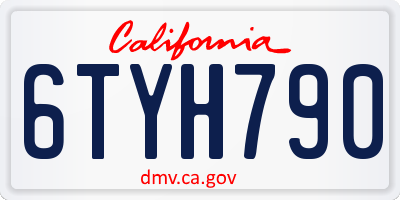 CA license plate 6TYH790