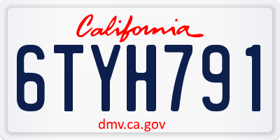 CA license plate 6TYH791