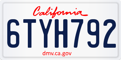 CA license plate 6TYH792