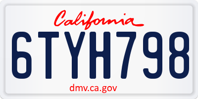 CA license plate 6TYH798