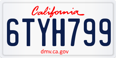 CA license plate 6TYH799