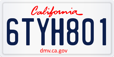 CA license plate 6TYH801