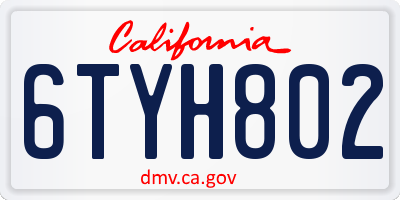 CA license plate 6TYH802