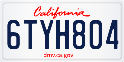 CA license plate 6TYH804