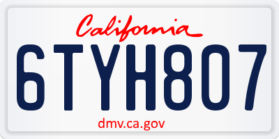 CA license plate 6TYH807