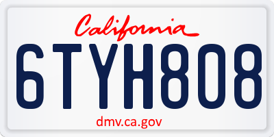 CA license plate 6TYH808