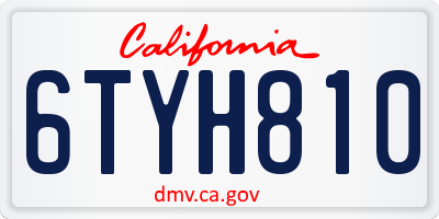 CA license plate 6TYH810