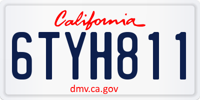 CA license plate 6TYH811