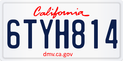 CA license plate 6TYH814