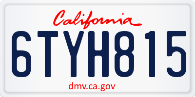 CA license plate 6TYH815