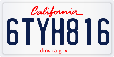 CA license plate 6TYH816