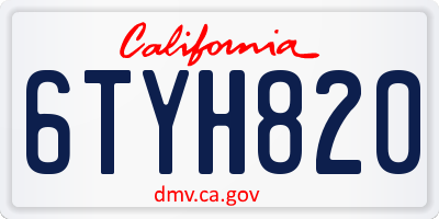 CA license plate 6TYH820