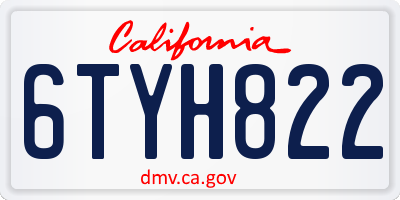 CA license plate 6TYH822