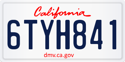 CA license plate 6TYH841