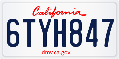 CA license plate 6TYH847