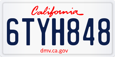 CA license plate 6TYH848