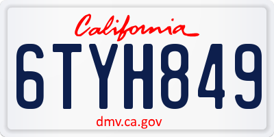 CA license plate 6TYH849