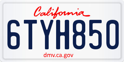 CA license plate 6TYH850