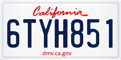 CA license plate 6TYH851