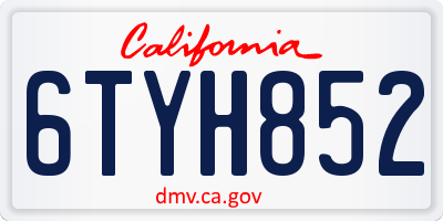 CA license plate 6TYH852