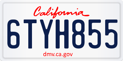 CA license plate 6TYH855