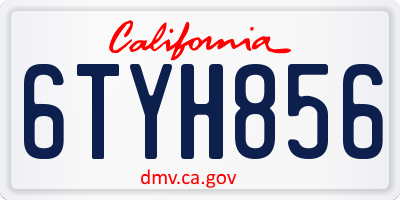CA license plate 6TYH856