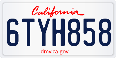 CA license plate 6TYH858