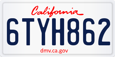 CA license plate 6TYH862