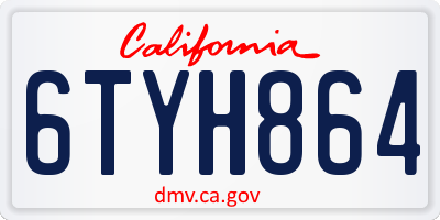 CA license plate 6TYH864