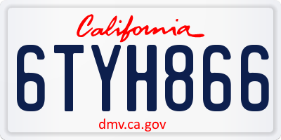 CA license plate 6TYH866