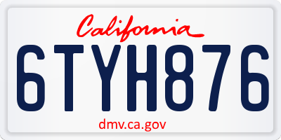 CA license plate 6TYH876