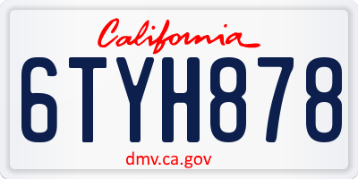 CA license plate 6TYH878