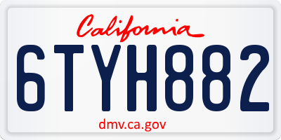 CA license plate 6TYH882