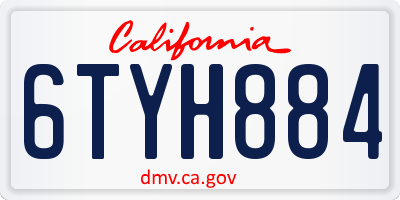 CA license plate 6TYH884