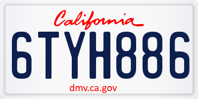 CA license plate 6TYH886