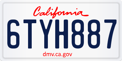CA license plate 6TYH887