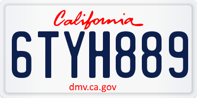 CA license plate 6TYH889