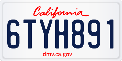 CA license plate 6TYH891
