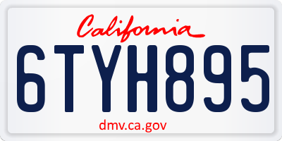 CA license plate 6TYH895