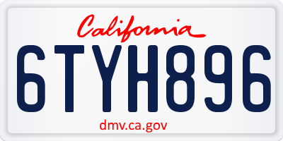CA license plate 6TYH896