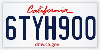 CA license plate 6TYH900